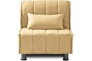 EVERGREENWEB MATERASSI & BEDS EVERGREENWEB - Divano Letto 2 in 1 con Materasso Singolo 80x190 Ortopedico, Prontoletto RICHIUDIBILE 1 Posto con Rivestimento SFODERABILE e Lavabile, Cuscino SUPERSOFT Abbinato color Beige - EVENING