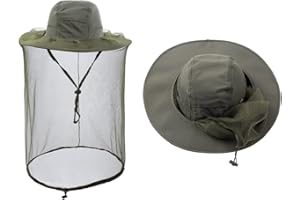 ZffXH Chapeau de Safari pour Homme et Femme - pour Le Jardinage, la randonnée, la pêche - avec moustiquaire en Maille
