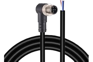 LONLONTY M12 Connector Aviation Sensor Cable - Male 5 Pin Right Angle 6.5Ft/2M Aviation Socket Waterproof Electrical Cable for Industrial Automation Control,Fieldbus Module,Device Network…