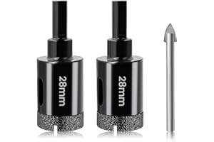 Diamond Hole Cutter Set Josaton 2Pcs 28mm Hole Saw with Triangle Shank for Dry Porcelain Tile Ceramic Granite