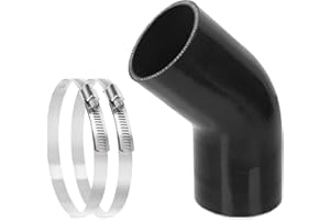 Glarks 45 Degree Elbow Silicone Hose, 3inch(76mm) ID 8inch(210mm) Length 4-Ply Reinforced High Performance Silicone Hose with 2Pcs 72-95MM Stainless Steel T-Bolt Clamp for Turbo, Intercooler