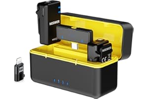 NEEWER KM15 Drahtloses Lavalier Mikrofon System Kompatibel mit iPhone Android Phone PC Computer, Mini USB C Noise Cancelling Ansteckmikrofon, 300m Reichweite 48KHz/24Bit 9H Akku für Video Streaming