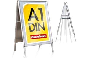 ‎FLOORDIREKT Floordirekt Kundenstopper DIN A1 - beidseitig für 2 Plakate mit Alu Rahmen 25mm - inklusive Schutzfolie - wetterfester Plakatständer - Gehwegaufsteller Werbetafel