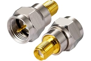 Vecys SMA Conector Adaptador SMA Hembra a Tipo F Macho Conector de Cable Coaxial Adaptador Recto para FM Radio DAB Antena WIFI CATV TV Antena Aérea Redes Modems(2 pcs)