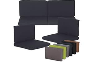 Beo Set Coussins de Jardin Monaco (8 pièces) | Fabriqué en UE | Coussin Respirant | Coussins d’Assise avec Fermeture éclair | Compatible avec Allibert Lounge | Coussins d’Assise Gris foncé