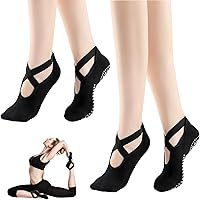 2 Paia Calze Antiscivolo Donna Per Yoga/Pilates - Cotone, Con Grips In Silicone