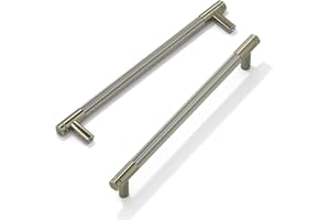 FURNIWARE 10 Pack Shiny Antique Brass Knurled Cabinet Handles, 192mm(7.5 Inch) Hole Center, T-Shaped Kitchen Cupboard Pulls for Drawer Dresser, Cupboard, Wardrobe