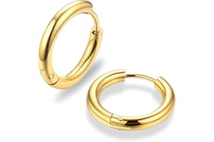 MONSTER PIERCING 10 Gauge (2.5MM) - 10MM Gold Anodized 316L Surgical Steel Hinged Sleeper Continuous Hoop Earrings Piercing Jewellery
