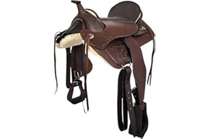 A&M Reitsport Baumloser Westernsattel Utah aus Büffelleder hoher Qualität Braun, Größe:17 Zoll
