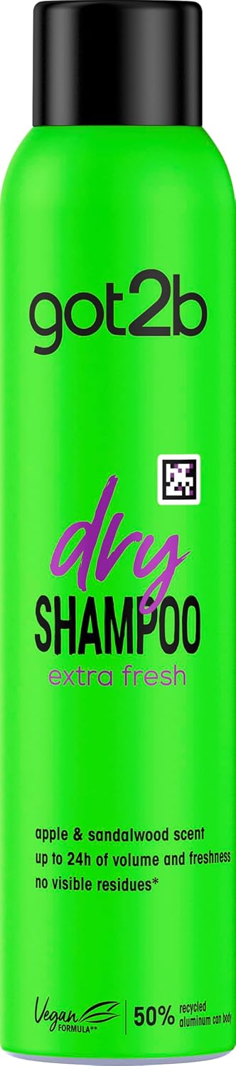 got2b Dry Shampoo Instant Fresh Up Extra Fresh 200 ml, Cleans & Refreshes for 48h Fragrance, Hair Dry Shampoo, Vegan Formula