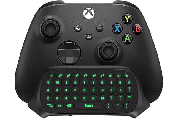 TiMOVO Mini Clavier avec Rétroéclairage Vert pour Xbox One, Xbox Series X|S, Manette de Jeu du Clavier avec Casque et Prise Jack Audio, pour Xbox One/One S/One Elite, Récepteur 2.4G Inclus - Noir