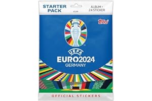 HEART FOR CARDS Topps UEFA EURO 2024 Starter Pack – Álbum de recortes con 24 pegatinas + Heartforcards® Protección de envío