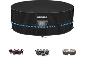 SIMPHAUS Patio Table Covers Waterproof Hot Tub Cover Round Garden Table and Chair Cover 420D Oxford Windproof Anti UV Ø230x80cm