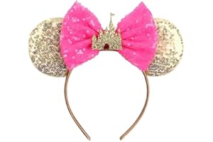 EGSHUFU Mouse Ears Headband, Mouse Ears Gift for Women Girls, Sequin Bow Headband Role Play Accessories Party Decorations(Palace)