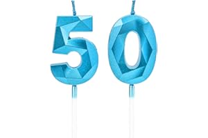 DTXLX 50th Birthday Candles, Blue Number Candles Birthday Decoration, Happy Birthday Cake Toppers, for Birthday Parties Weddings Company Anniversaries (Blue #50)