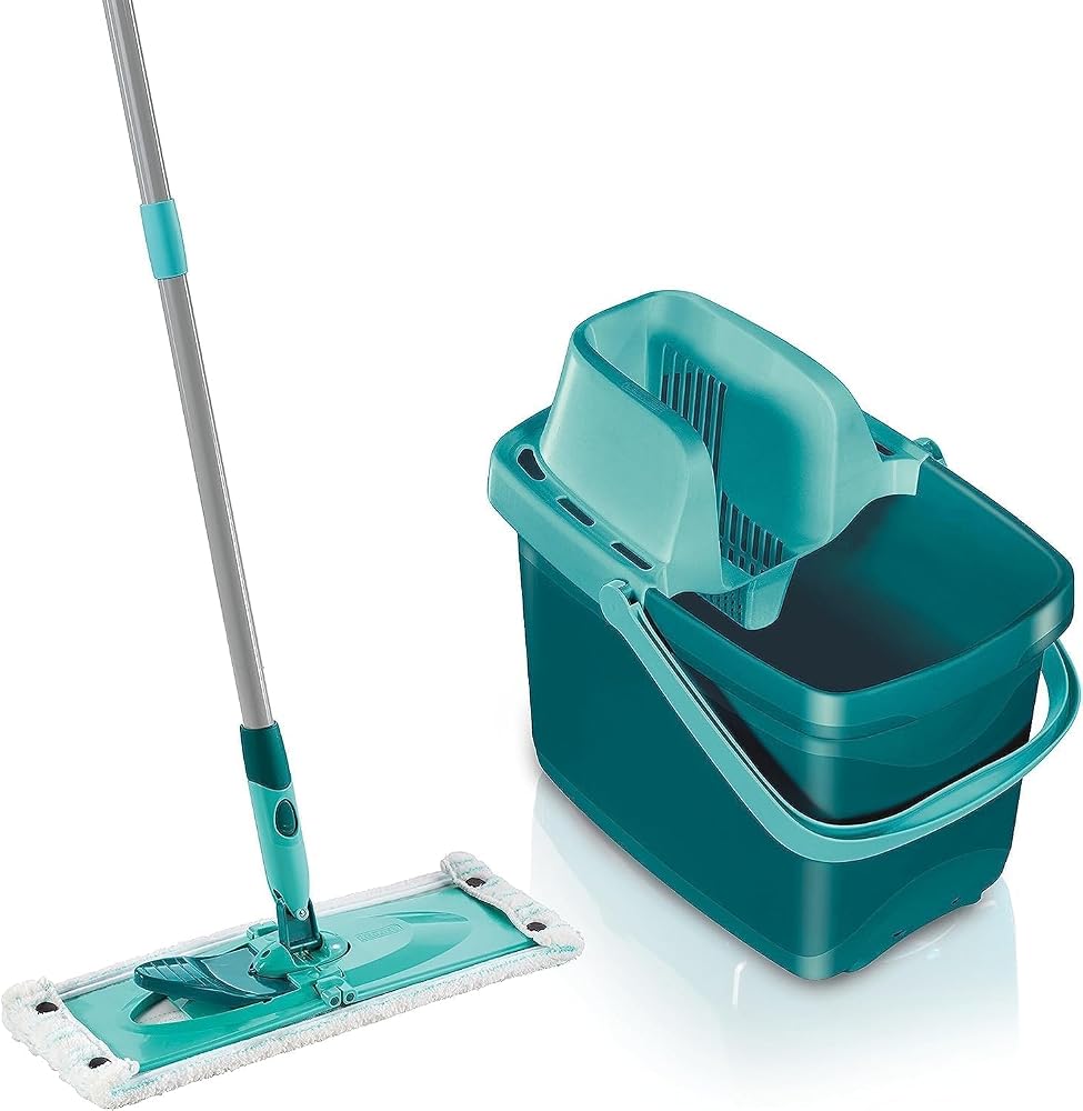 Leifheit Combi XL micro duo seti, sırtı koruyan silecekli, etkili sıkma için silme bezi presi, ekstra geniş ve güçlü temizlik sileceği, 12 l kova, 2 fiber silme kılıfı dahil