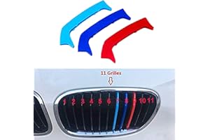 JKGROUP Clip -In Grill inserts Grille Cover Stripes compatible with cars F20 F21 Series 1 2012-2014 11 Bars M Power Sport Tech Performance Styling Tuning
