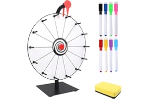 KQWVZ Glücksrad zum Drehen, 30cm Glücksrad zum Selbstgestalten mit 14 Slots, Roulette-Spinner des Glücks, Spinnings Prize Wheel mit Radiergummi und Markierstift für Lotteriespiele Wortspiele
