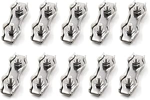 SEERAPHEE M5 Abrazaderas de cable Clip de cuerda de alambre Dúplex de acero inoxidable 304 10 piezas
