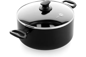 GreenPan Cambridge Marmite en céramique antiadhésive saine de 24 cm/4,9 litres avec couvercle, sans PFAS, pour l'induction, le lave-vaisselle, le four, noir