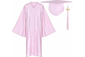 Newrara Adult Shiny Graduation Cap and Gown Tassel Set for High School & Bachelor
