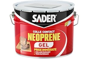 Sader Colle Contact Néoprène Gel – Colle Extra Forte Tous Matériaux – Prise Immédiate – Idéale pour Supports Poreux ou Verticaux – Seau de 2,5 L