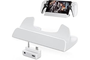 Tendak Standfuß Halterung mit Typ-C Lade und Kopfhörer Adapter für PlayStation Portal Remote Player, Ständer für PS Portal, Ladekonverter und Basisständer für PS5 Portal Remote Player