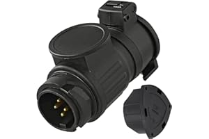 ‎CXTM CXTM Adapter 13 auf 7 Poliger Anhängerstecker, Anhängerkupplung Adapter 13 auf 7 Polig, Anhänger Adapter 13 auf 7 Polig inkl. Parking Cover, 12 V Systeme, für Fahrradträger, Pferdeanhänger