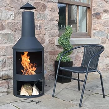 Garden Deluxe Log Burner Firepit Chimenea Outdoor Heating Black
