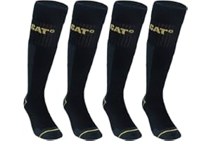 Caterpillar 4 Paires Chaussettes Longues Travail Hommes - Renforcées Talon et Pointe - Coton