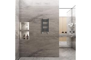 WarmeHaus Toallero calefactor recto para radiador de escalera gris antracita 600 x 300 mm, radiadores de calefacción central para baño y cocina
