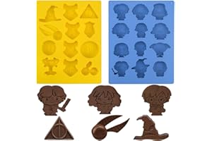 PIUMOJ Stampo in Silicone di Harry, Stampi per Cioccolatini Potter, Stampo per caramelle in silicone, Mago Stampi in Silicone Antiaderente per Gelatina, Cubetti di Ghiaccio, Gommose, 2 pezzi