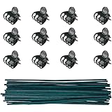 Kungfu Mall 50 PCS Plant Support Sticks 12 Inch Bamboo Flower Sticks with 100 PCS Plant Support Clips Garden Clips Flower Orc
