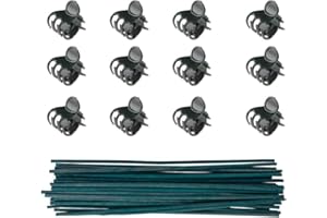 KungFu Mall 50 Pezzi di Supporto per Piante PC Stick di bambù da 12 Pollici con 100 Pezzi Clip di Supporto per Piante Clip da Giardino Flower Orchid