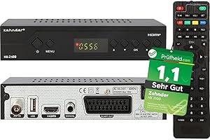 [ Test SEHR GUT, Note 1.1 *] Zehnder HX 2100 Full HD Kabel Receiver mit PVR Aufnahmefunktion, DVB-C Receiver für Kabelfernsehen Kabelanschluss, DVBC Kabelreceiver für TV Radio Fernsehen, SCART USB
