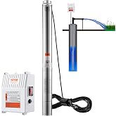 VEVOR Submersible Deep Well Pump, 1500W 230V 60Hz, 9.8 m&sup3;/h 108 m Head, with 19.4 m Cable and External Control Box, Stainless