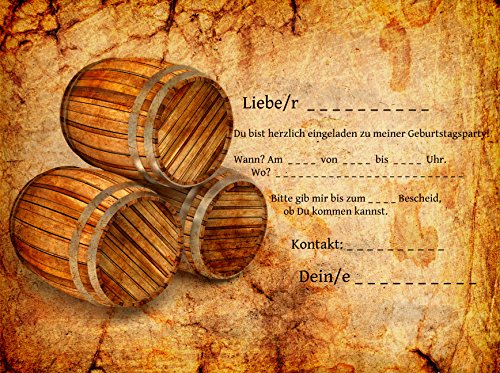 Einladungskarten Kindergeburtstag: Pirat / Schatzkarte / Schatzsuche / Piratenparty | Geburtstagseinladungen Einladungen Geburtstag Kinder Jungen Mädchen (XXL Karten mit Umschlägen Briefumschlägen) - 3