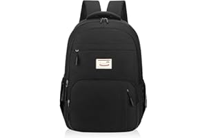 UieaMsio Zaino da uomo, zaino per la scuola, per ragazzi e adolescenti, per la scuola, per bambini, grande, impermeabile, per lavoro, viaggi, escursioni, Nero