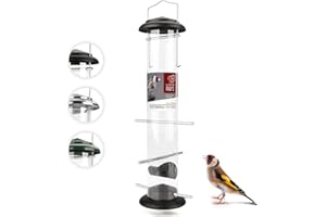 WILDTIER HERZ cuore di animali selvatici I Colonna di Alimentazione Semi Niger Neri per Cardellino e Lucherino - 5 Anni di Garanzia - Realizzata in Metallo antiruggine (38cm, Nero)