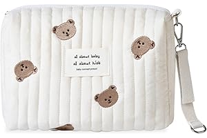 SONARIN Leggero Borsa Organizer per Passeggino,Multifunzionale Elegante Ricamo Borsa Passeggino Universale Organizzatore per Passeggino Borsa per Carrozzina Borsa Cambio(Orso, 1 Cinghia)
