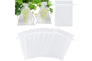 KINGLAKE 100Pcs Fruit Protection Netting Bags, White Organza Gift Bags Large, 17x23cm Garden Plant Protect Net Bags for Fruits Tree Strawberry Grape, Insects Barrier Vegetables Mesh Bags
