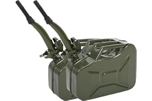 HOBBYZOO Lot de 2 Jerrican Bidon Essence 10L Métal avec Bec Verseur, Réservoir Carburant Portable pour Essence, Diesel et Bioéthanol (Vert)