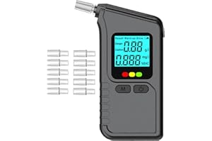 POZXIOL Ethylotest Électronique Alcootest Numérique avec Double Capteur, Écran LCD, Indication Vocale, Fonction de Stockage et 10 Embouts, Ethylometre Idéal pour Usage Personnel, Professionnel et Domestique