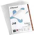 Rexel Nyrex Heavy Duty A4 Document Folder, Glass Clear, Heavy Duty 160mic, Cut Flush, L-Folder, Pack of 50, 21685090