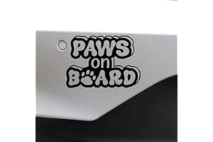 Hatcherabilia Paws On Board Pet Funny Car Stickers - Cat Stickers - Campervan Decals - Motorhome Stickers - Bumper Stickers - Cute Stickers - Dog Car Stickers and Decals (Black)