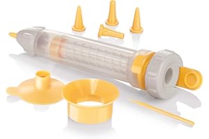 Tescoma 630536 Penna Decora Dolci con cinque beccucci e imbuto, Linea Delícia, Silicone e Plastica
