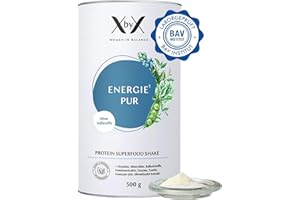 ‎XBYX XbyX Energie Pur 500 g | 16 Portionen | Veganes Superfood Proteinpulver für Shakes ohne Süßstoffe | Geschmacksneutrales Eiweißpulver mit essentiellen Aminosäuren & Vitaminen | Aus Deutschland