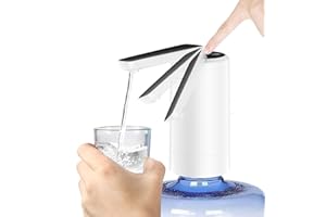 SUPER MUNDO SM Super Mundo 004 Distributeur d'eau Automatique, Pompe à Eau, Pliable, Charge USB, Robinet pour bidons et Bouteilles, 5,7 l, 10 l, 15 l, 20 l, Blanc