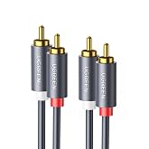 UGREEN Cable 2 RCA Male Double Cinch with HiFi Stereo Sound (2M) | Compatible with Amplifier Subwoofer Home Cinema Speaker CD