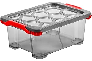 Rotho Evo Total Protection Scatola da 11l con coperchio, Plastica PP senza BPA, Grigio(Antracite)/Rosso, 11l 39.3 x 28.3 x 16.0 cm